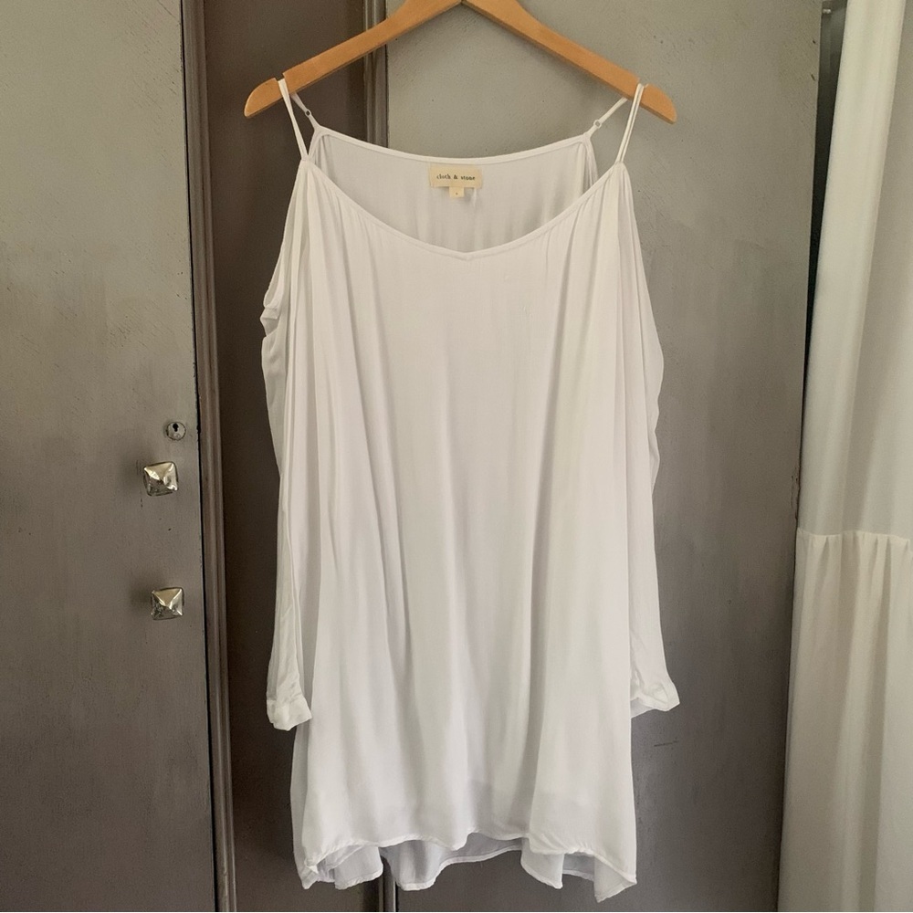 Anthropologie Cloth & Stone White Cold Shoulder Women's Dress